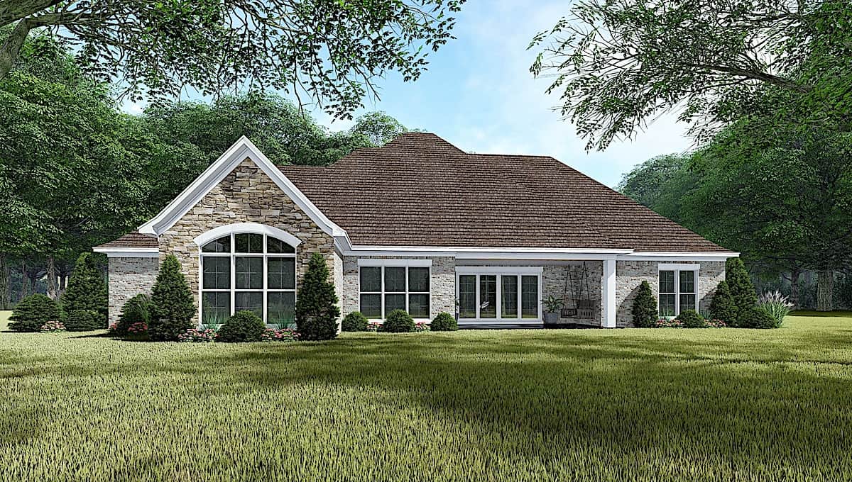 Rear View of this 4-Bedroom, 1901 Sq Ft Plan - 193-1054
