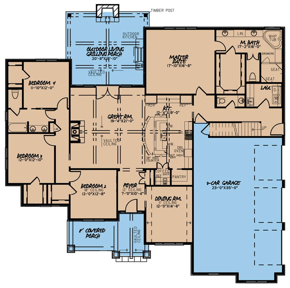 Floor Plan First Story of European Plan #193-1063