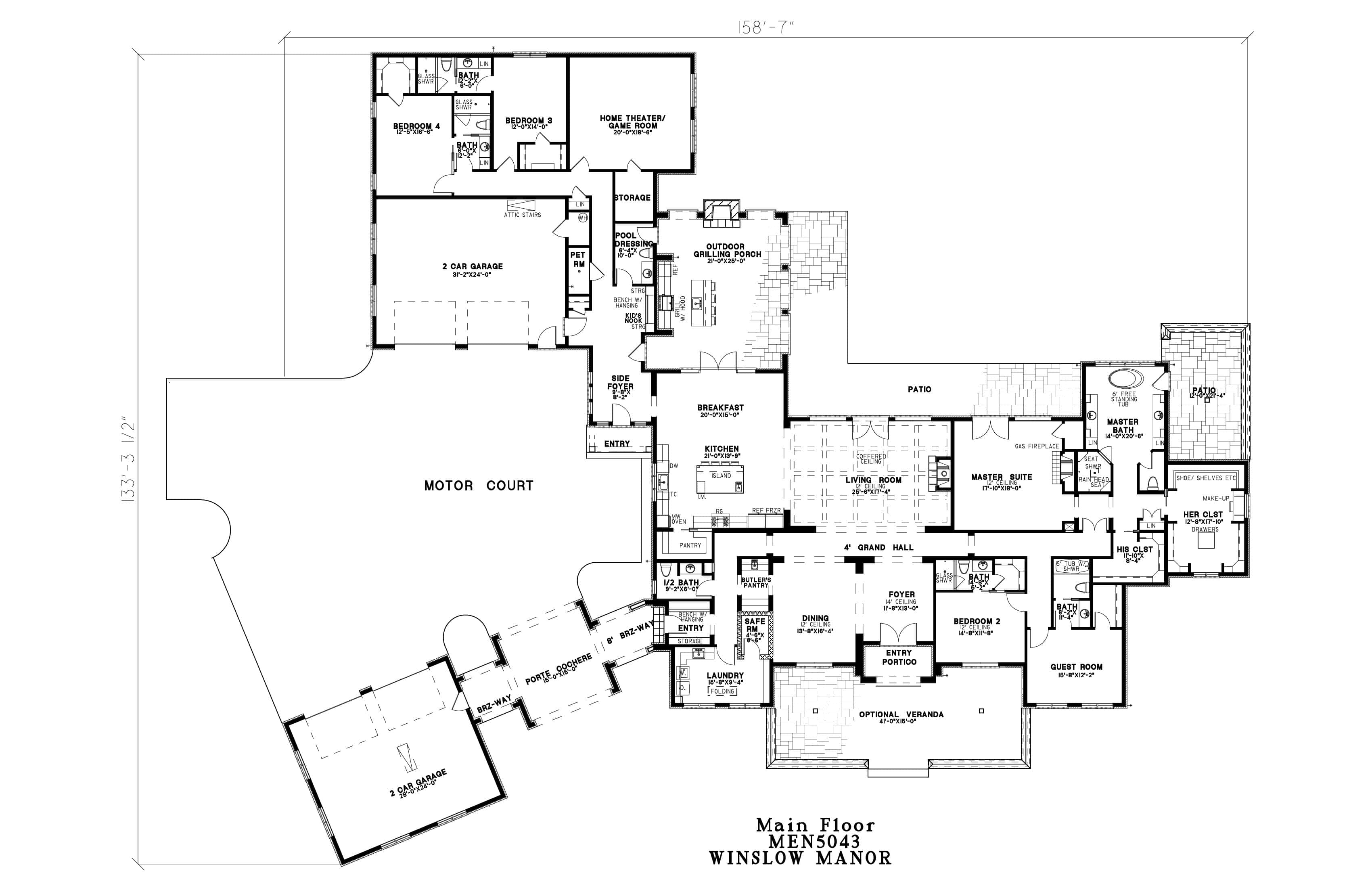 Main Level of Luxury Plan #193-1067