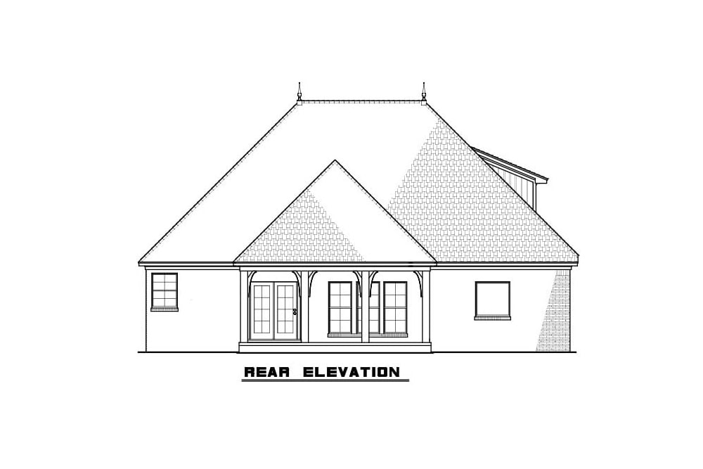 Home Plan Rear Elevation of this 3-Bedroom,1786 Sq Ft Plan -193-1084