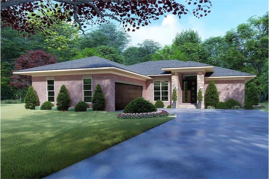 Home Plan Front Elevation of this 4-Bedroom,1649 Sq Ft Plan -193-1100