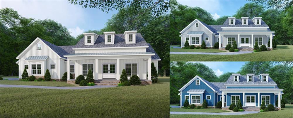 Farmhouse home (ThePlanCollection: House Plan #193-1106)