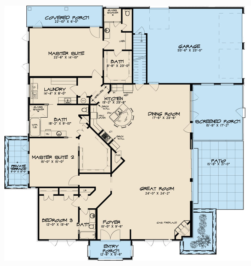Floor Plan First Story of Craftsman Plan #193-1113