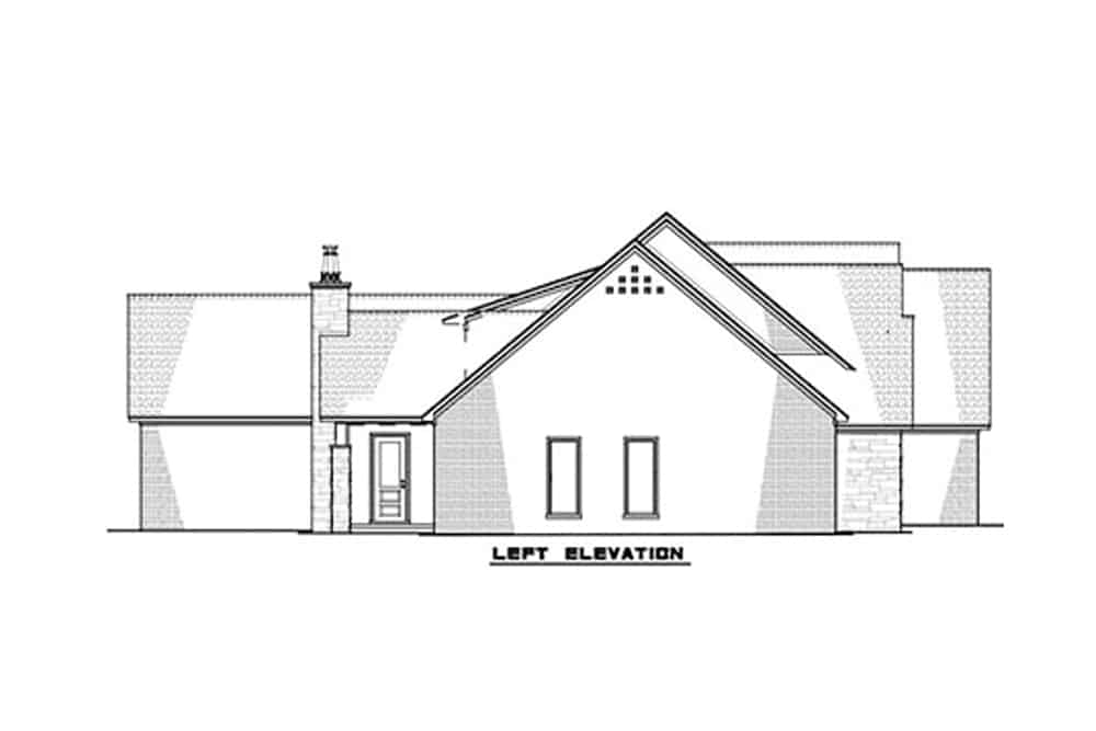 Home Plan Left Elevation of this 3-Bedroom,2641 Sq Ft Plan -193-1131