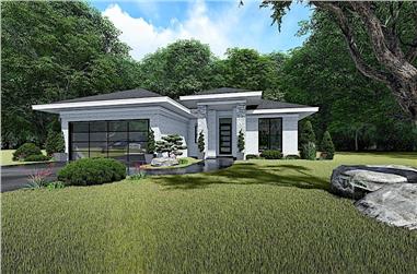3-Bedroom, 1438 Sq Ft Contemporary House - Plan #193-1140 - Front Exterior