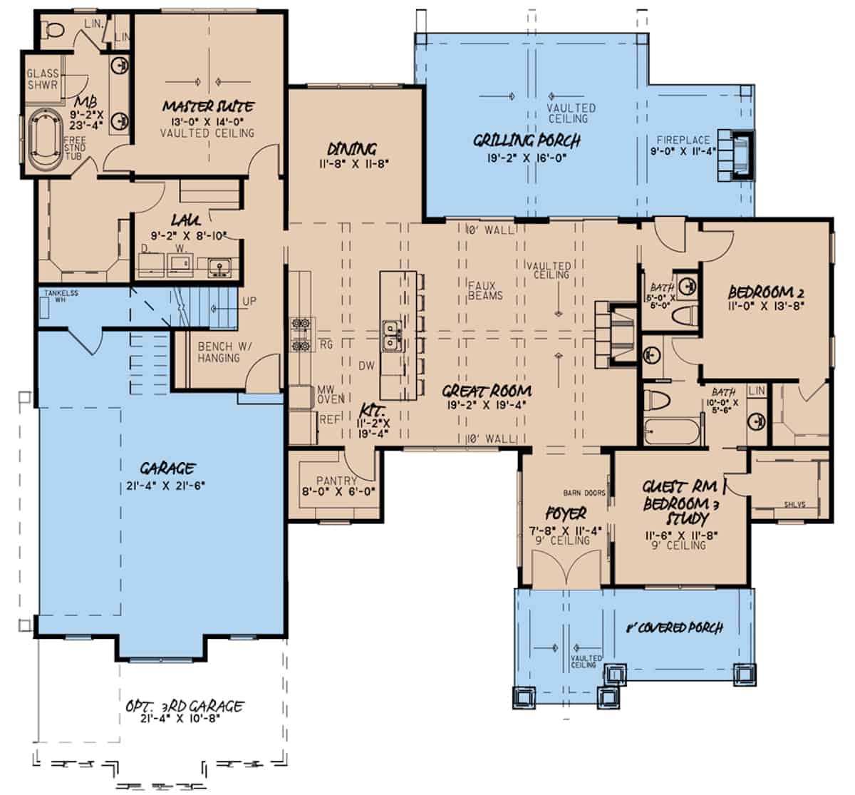 Main Level of Ranch Plan #193-1144