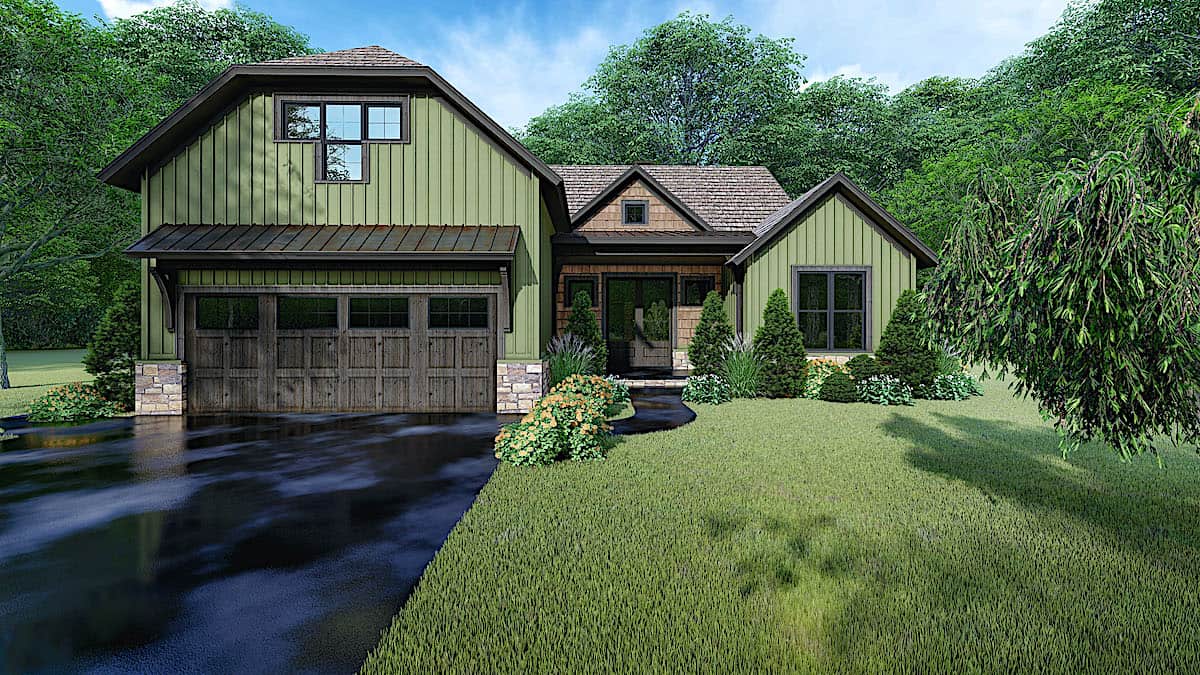 Front View of this 3-Bedroom, 1998 Sq Ft Plan - 193-1153