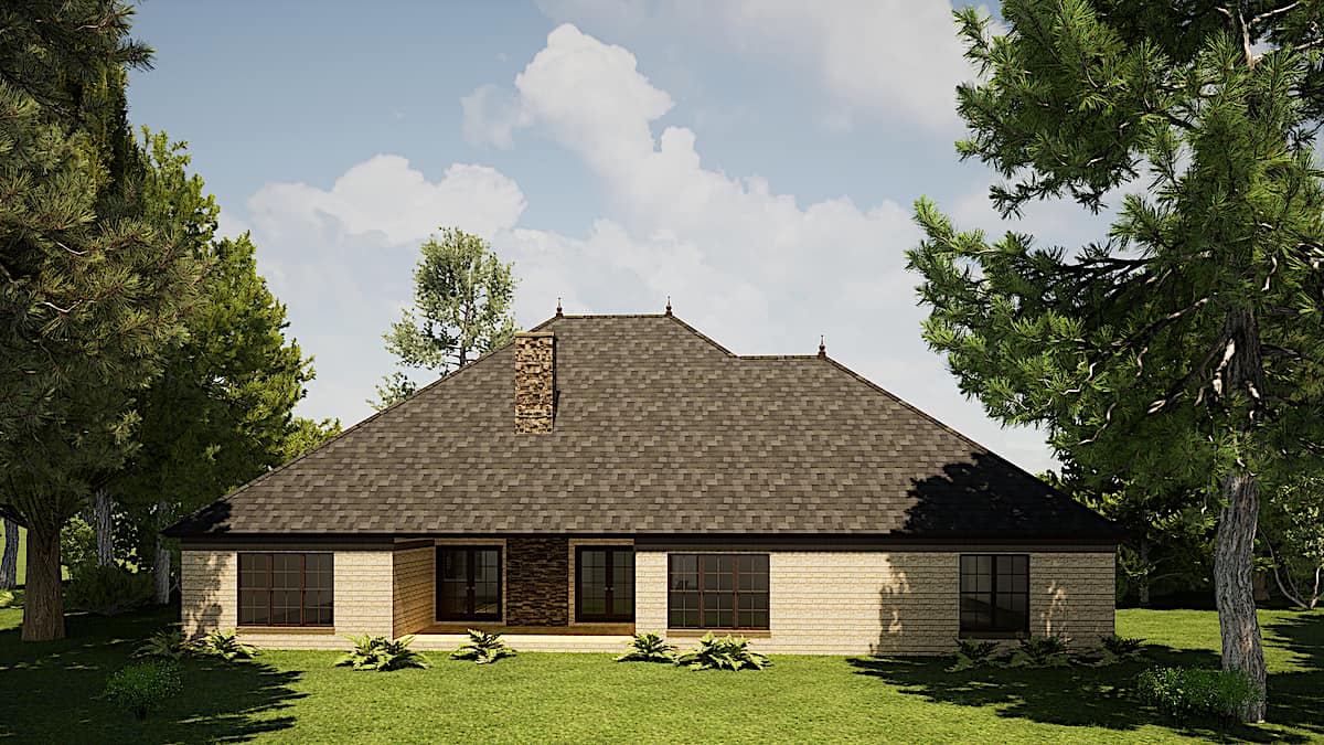Rear View of this 3-Bedroom, 3054 Sq Ft Plan - 193-1167