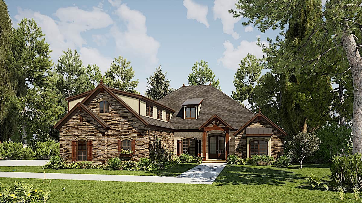 French Country style home (ThePlanCollection: Plan #193-1167)