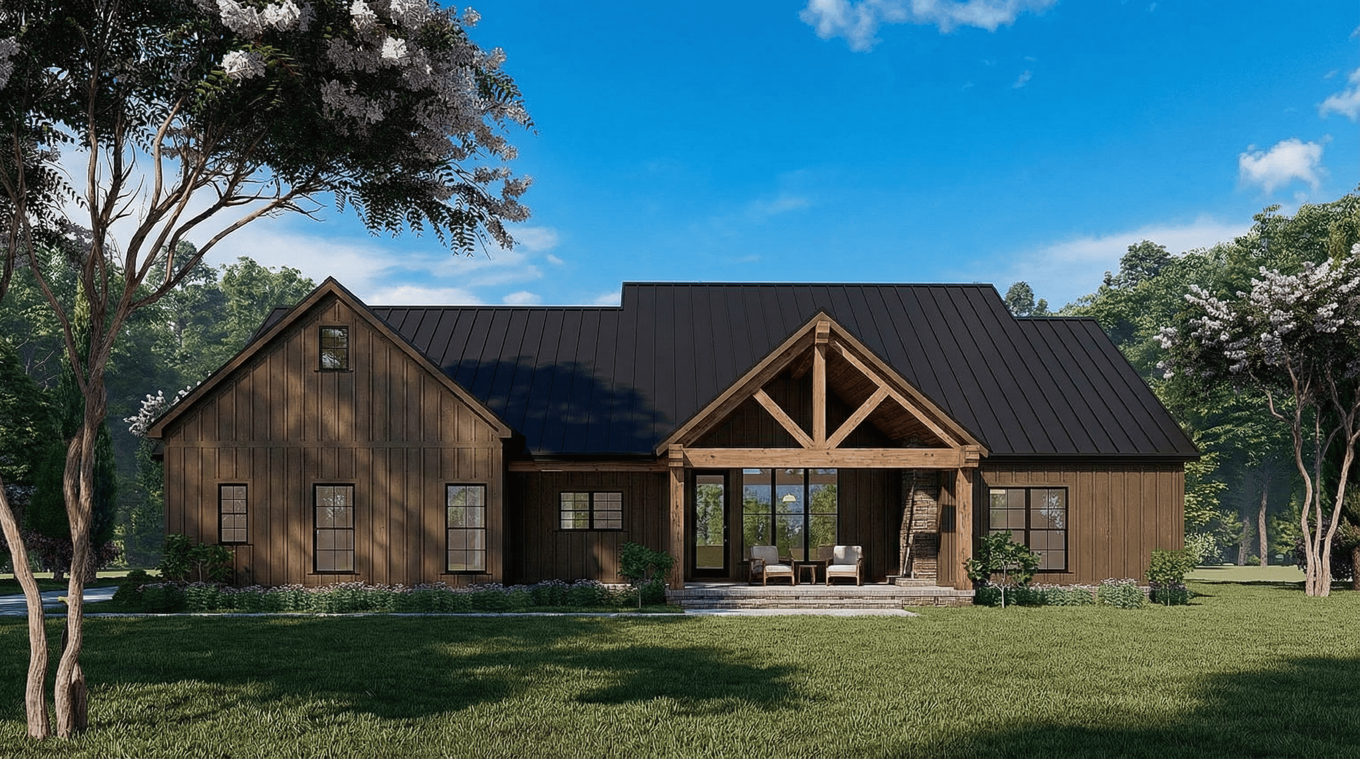 Home Plan Rear Elevation of this 4-Bedroom,2343 Sq Ft Plan -193-1177