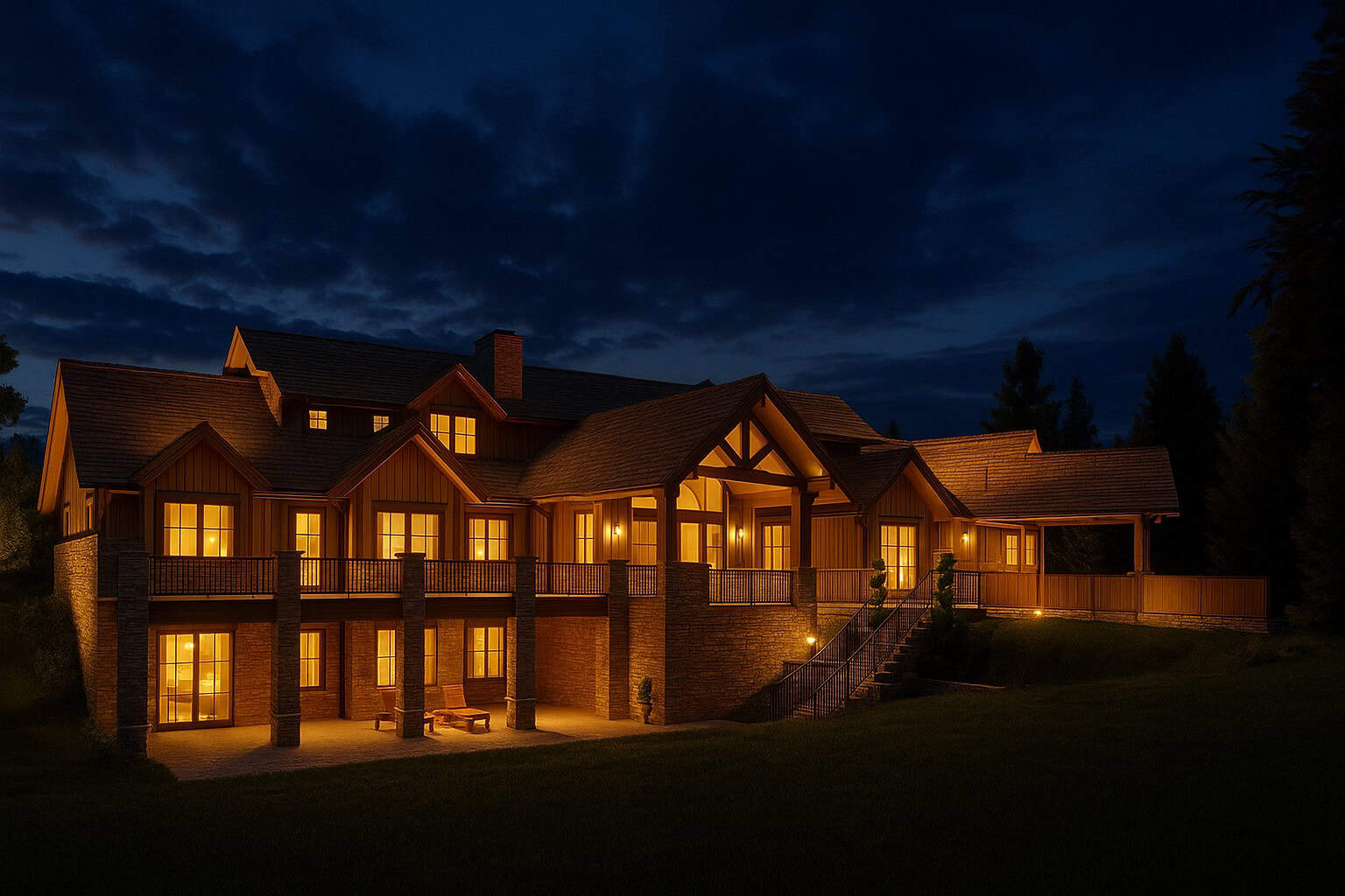 Home at Night of this 4-Bedroom,6837 Sq Ft Plan -193-1182