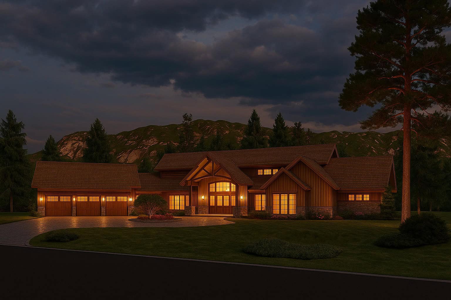 Home at Night of this 4-Bedroom,6837 Sq Ft Plan -193-1182