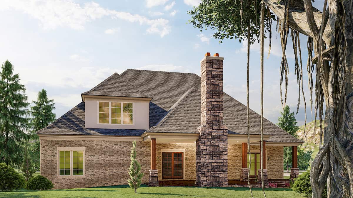 Rear View of this 3-Bedroom, 3050 Sq Ft Plan - 193-1189