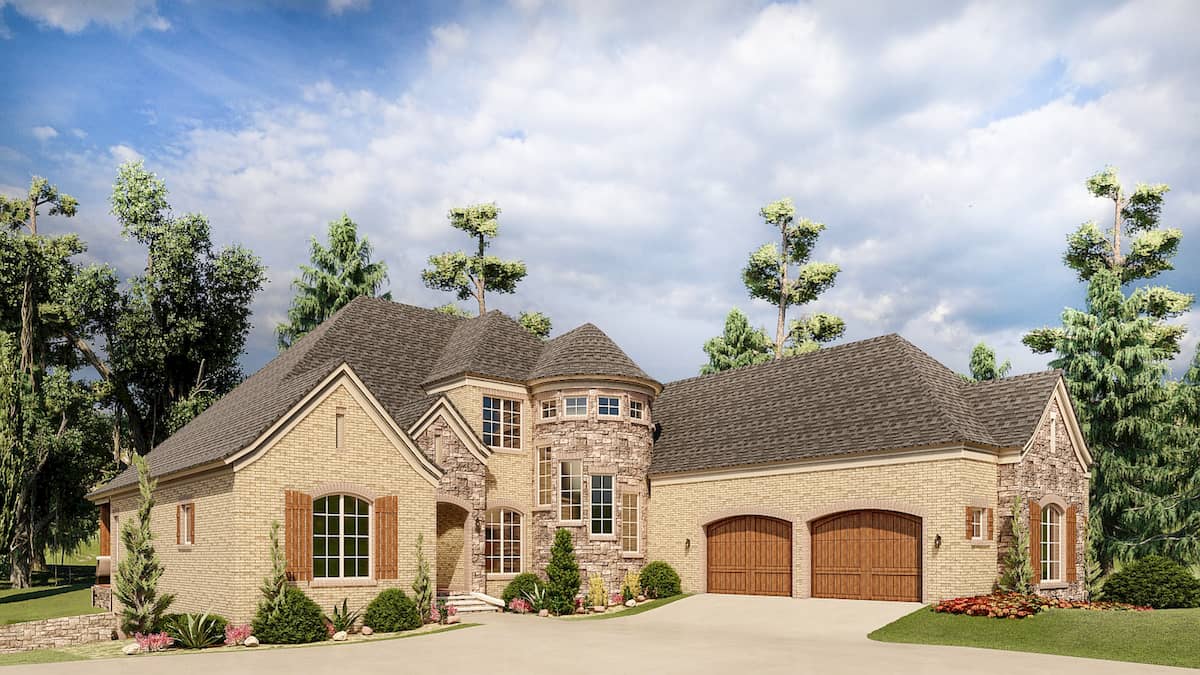 European style house (ThePlanCollection: Plan #193-1189)