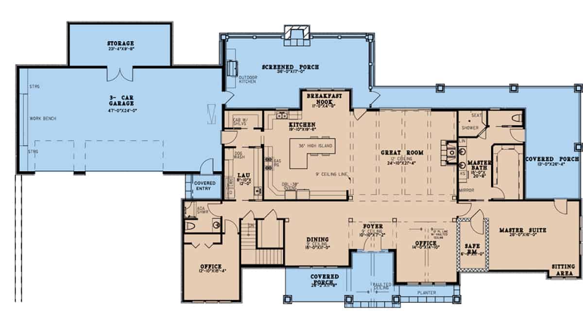 Main Level of Southern Plan #193-1191