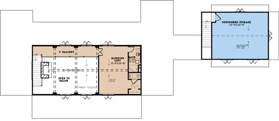 Upper Level of Farmhouse Plan #193-1200