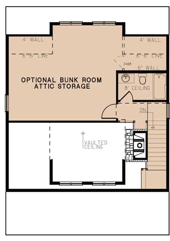 Upper Level of Cottage Plan #193-1213