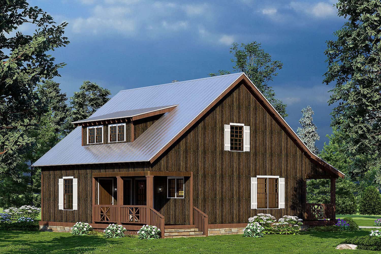 Rear View of this 1-Bedroom, 993 Sq Ft Plan - 193-1213