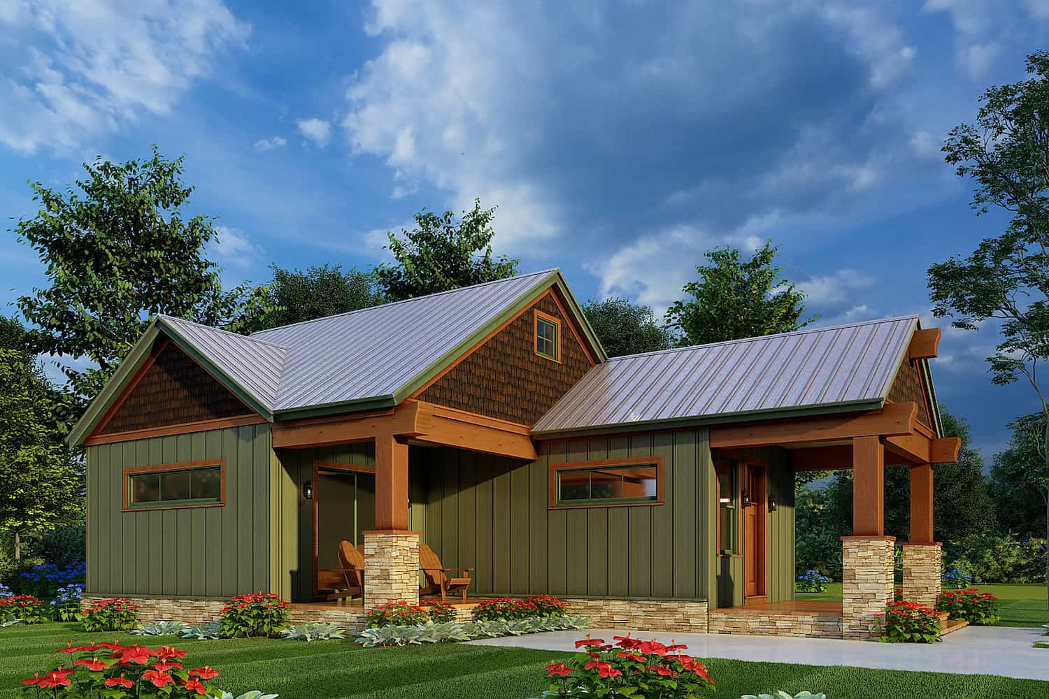 Left Side View of this 2-Bedroom, 696 Sq Ft Plan - 193-1215