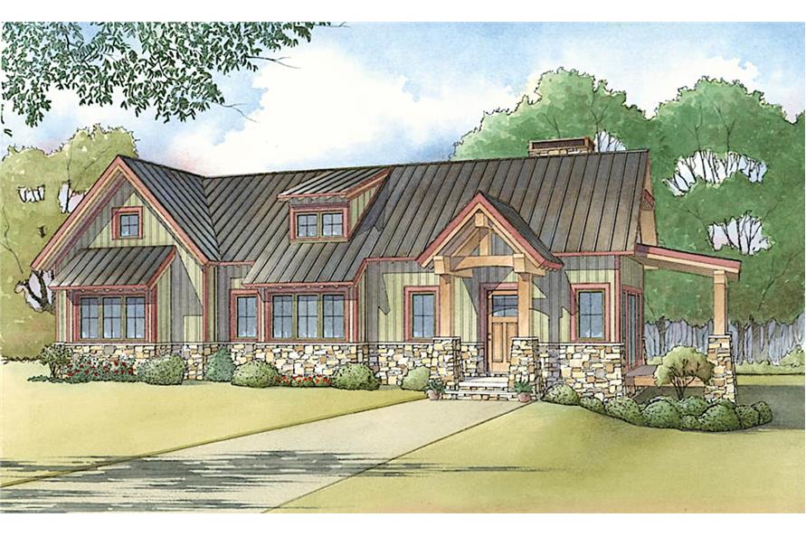 Front elevation of Cottage home (ThePlanCollection: House Plan #193-1218)