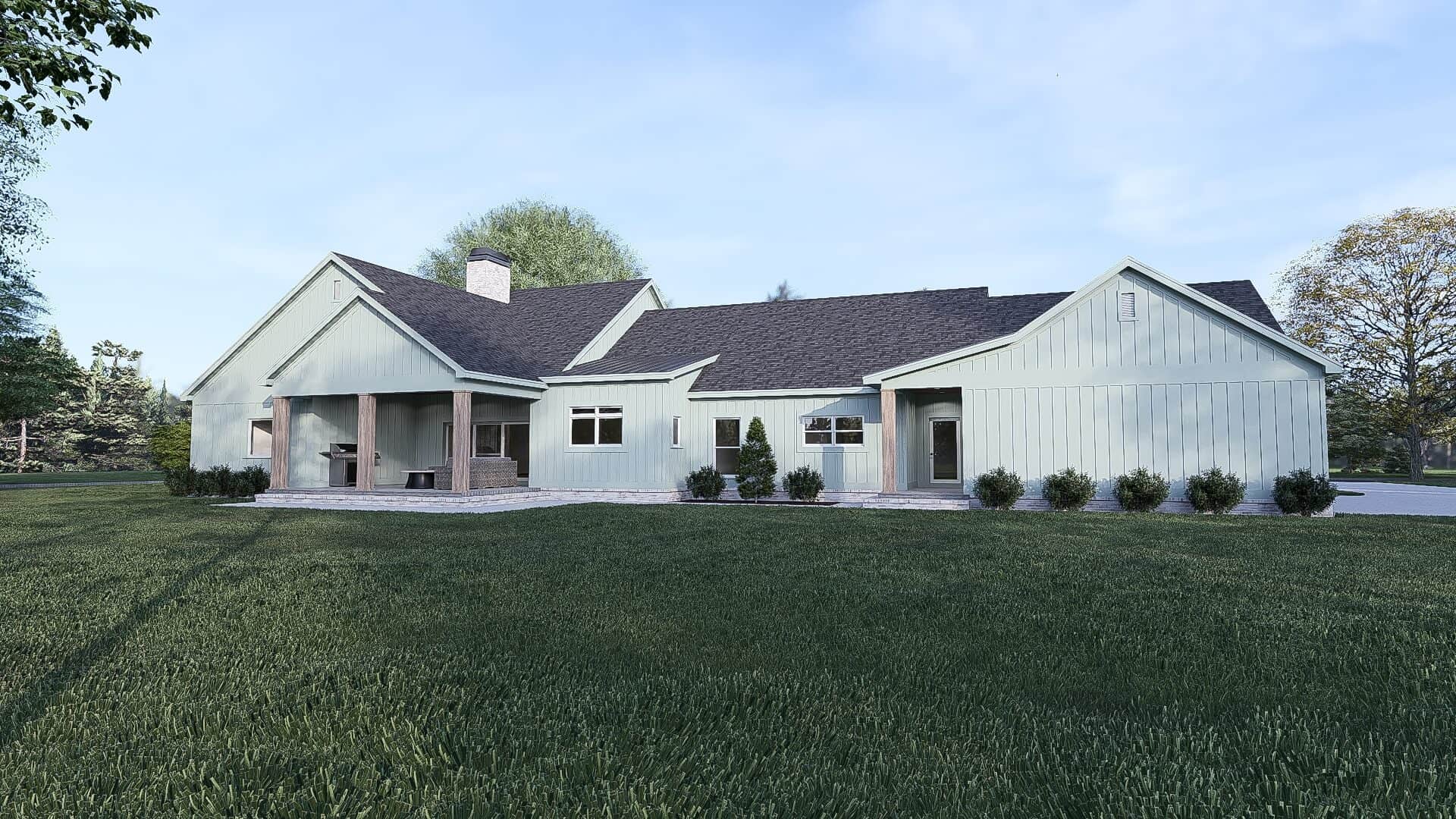 Rear View of this 3-Bedroom,3046 Sq Ft Plan -193-1286