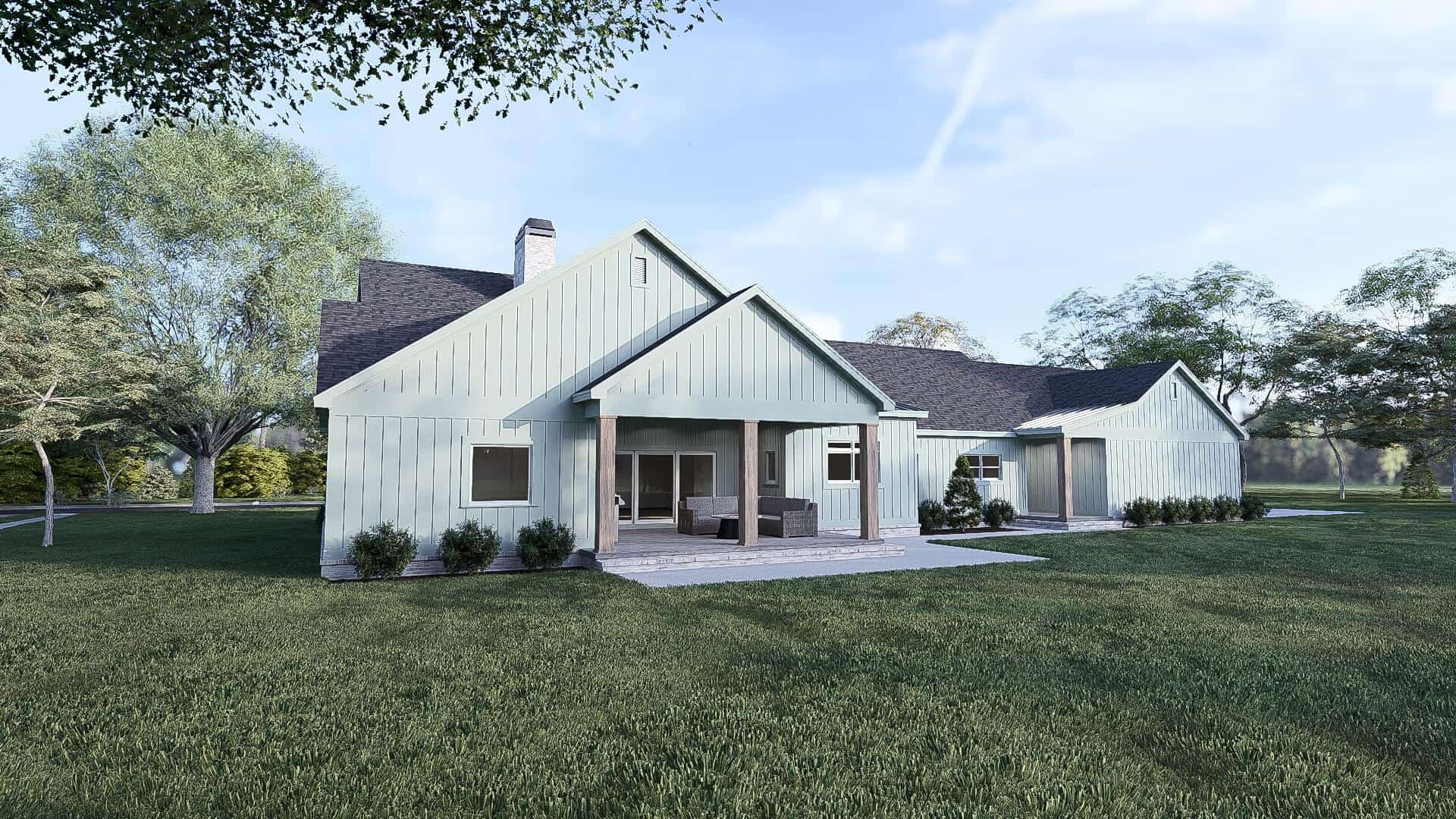 Rear View of this 3-Bedroom,3046 Sq Ft Plan -193-1286