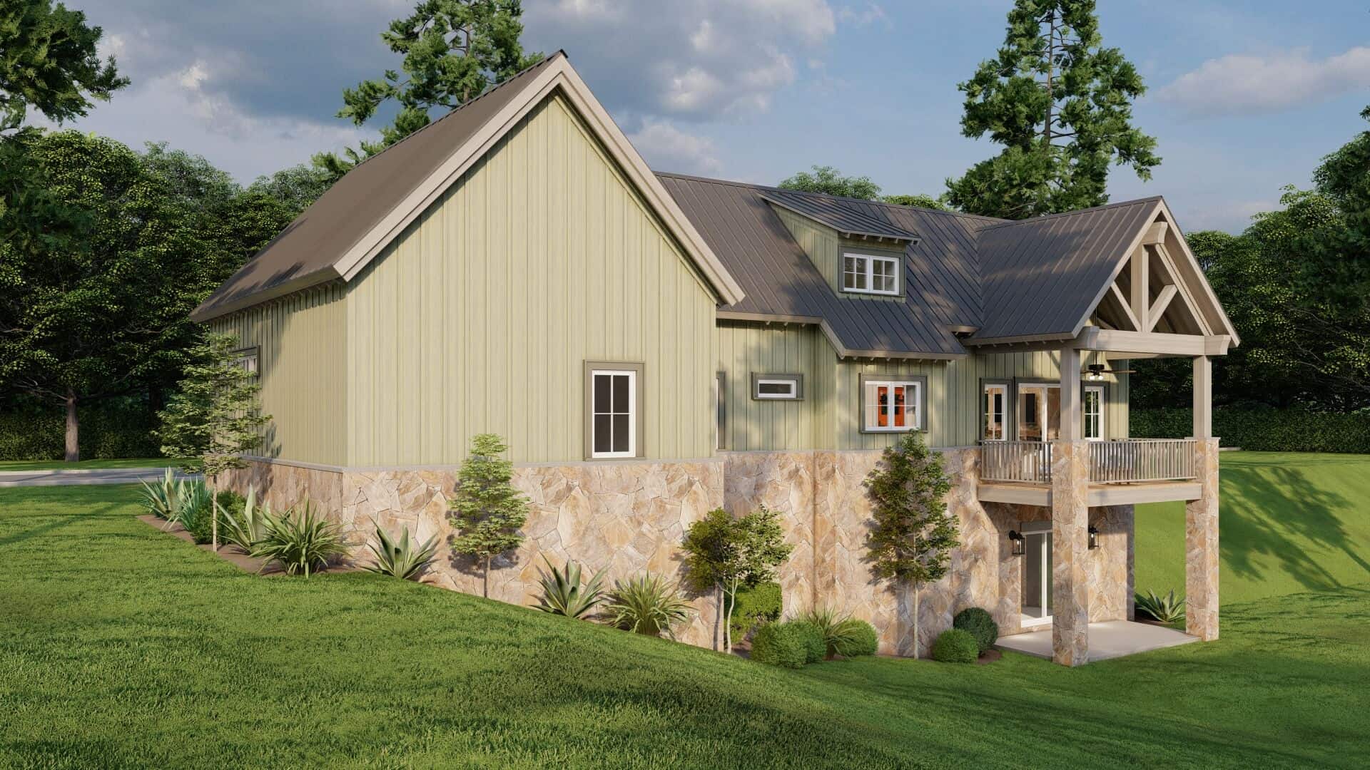 Home Plan Rear Elevation of this 2-Bedroom,1846 Sq Ft Plan -193-1289