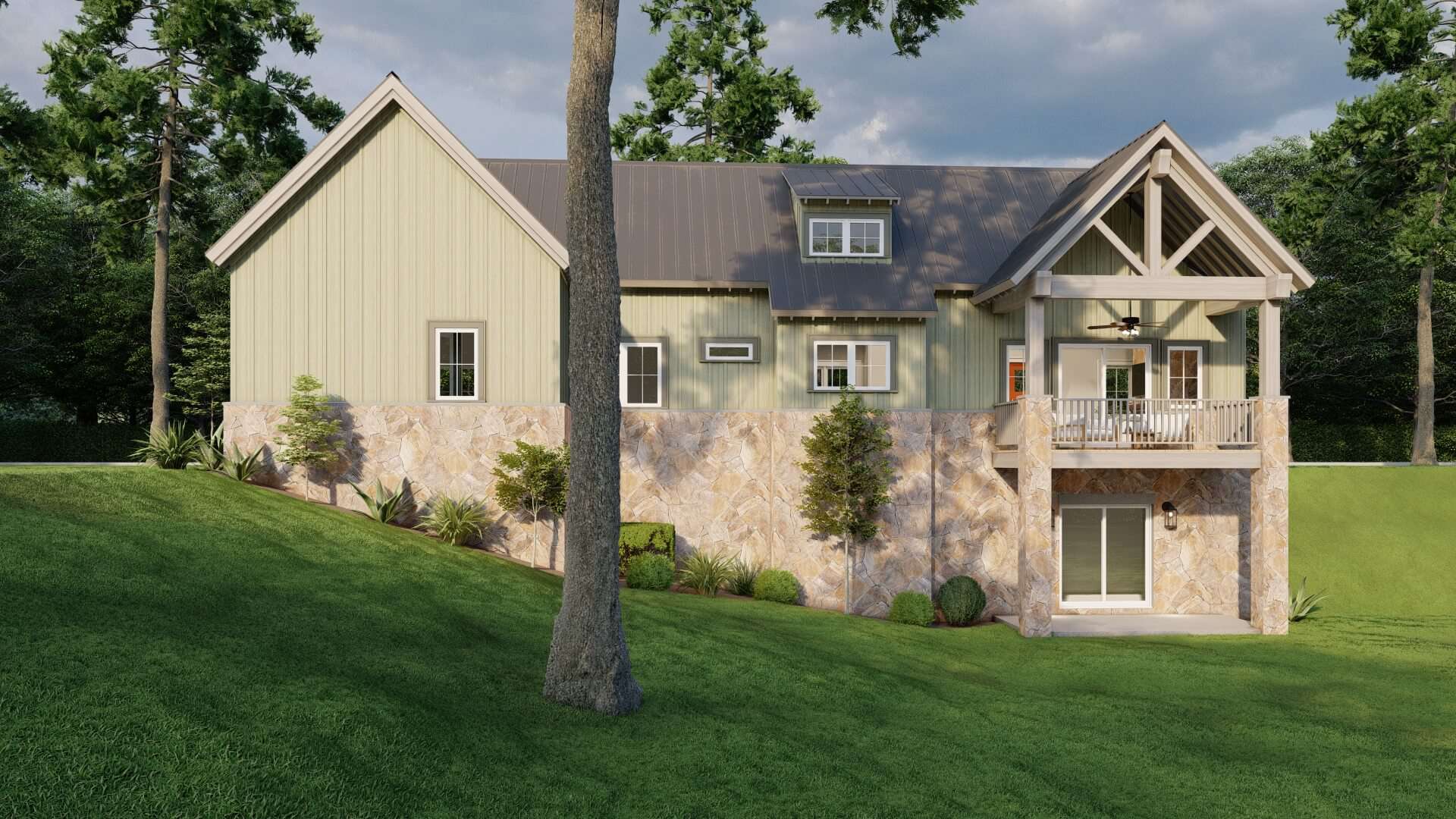 Home Plan Rear Elevation of this 2-Bedroom,1846 Sq Ft Plan -193-1289