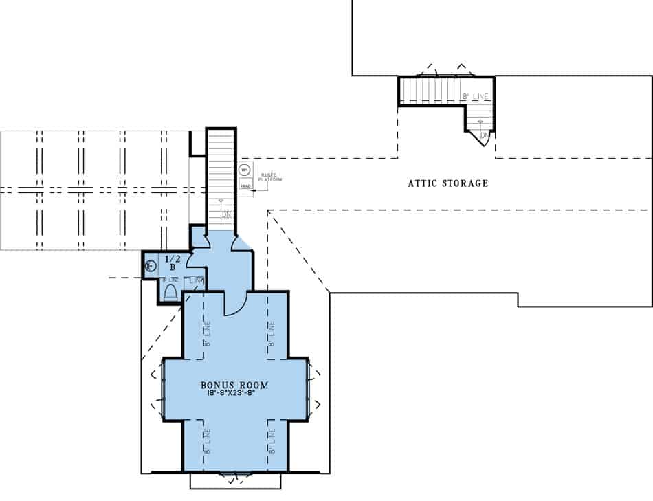 Upper Level of Farmhouse Plan #193-1292