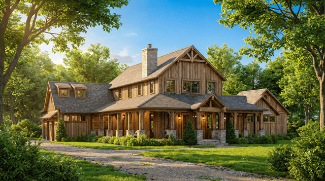 Front elevation of Rustic home (ThePlanCollection: House Plan #193-1296)