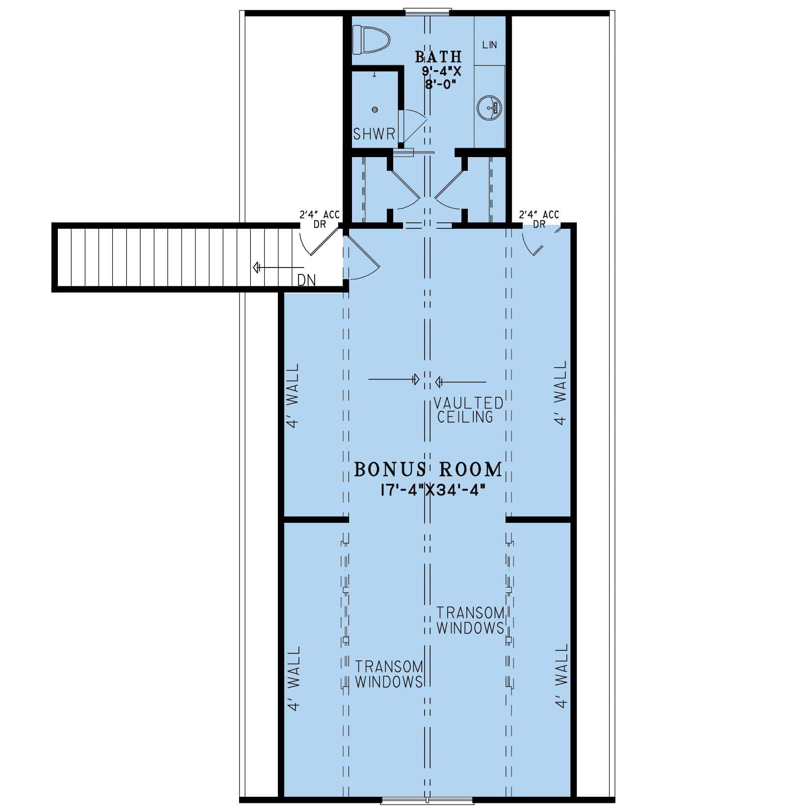 Bonus Room of Craftsman Plan #193-1299