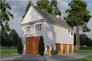 1-Bedroom, 1371 Sq Ft Garage W/Apartments Home Plan - 193-1301 - Front Exterior