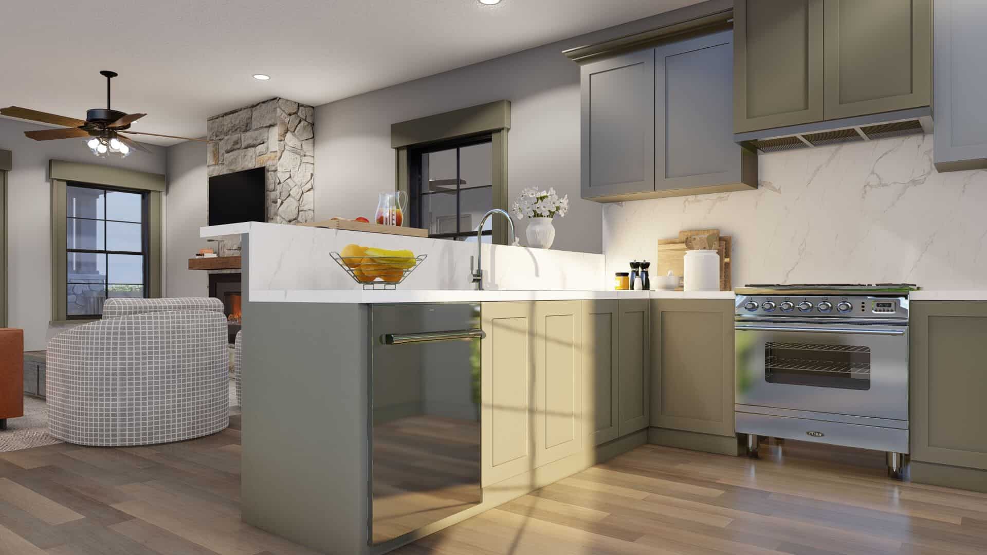 Kitchen: Breakfast Bar of this 2-Bedroom,1345 Sq Ft Plan -193-1304