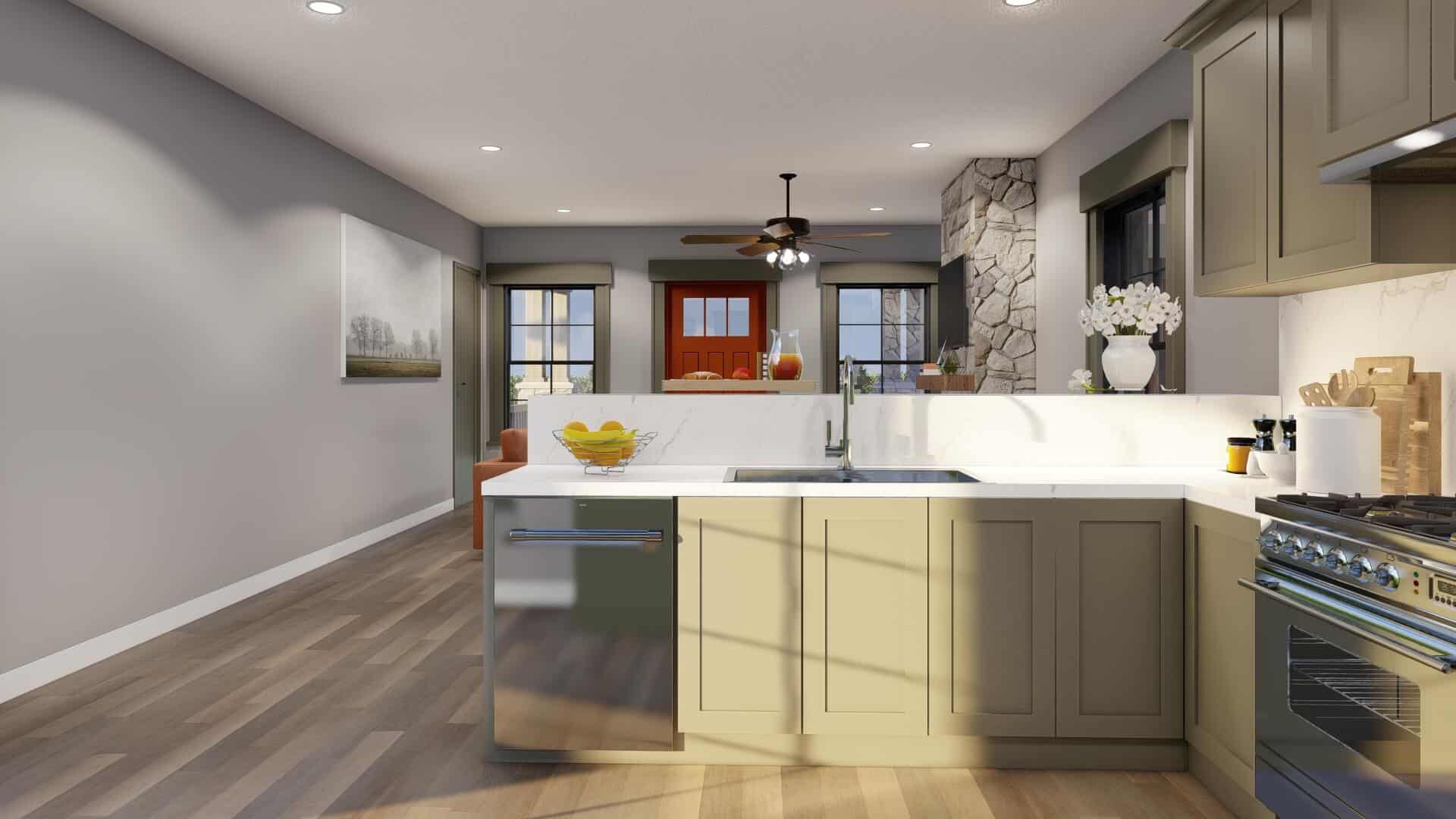 Kitchen: Breakfast Bar of this 2-Bedroom,1345 Sq Ft Plan -193-1304