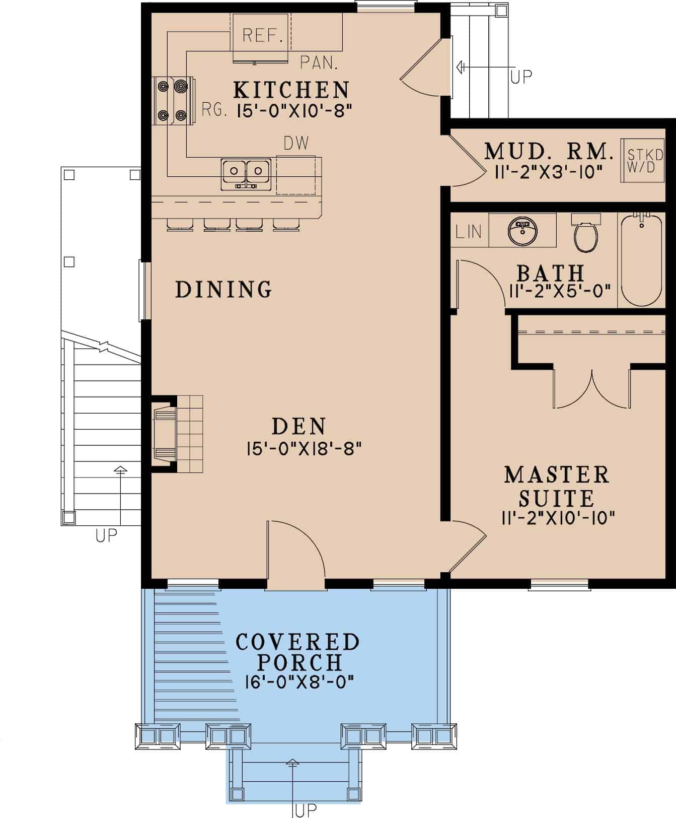 Main Level of Rustic Plan #193-1304