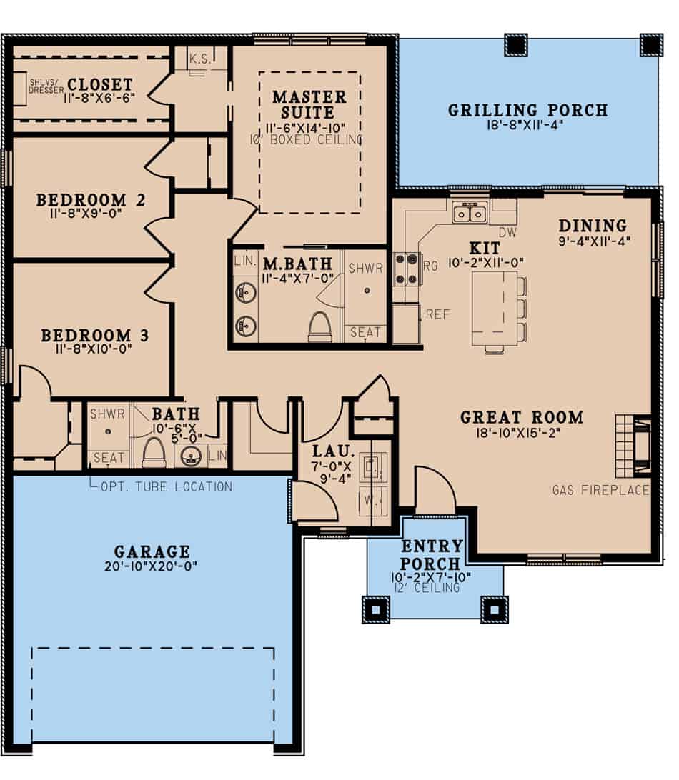 Main Level of Contemporary Plan #193-1331