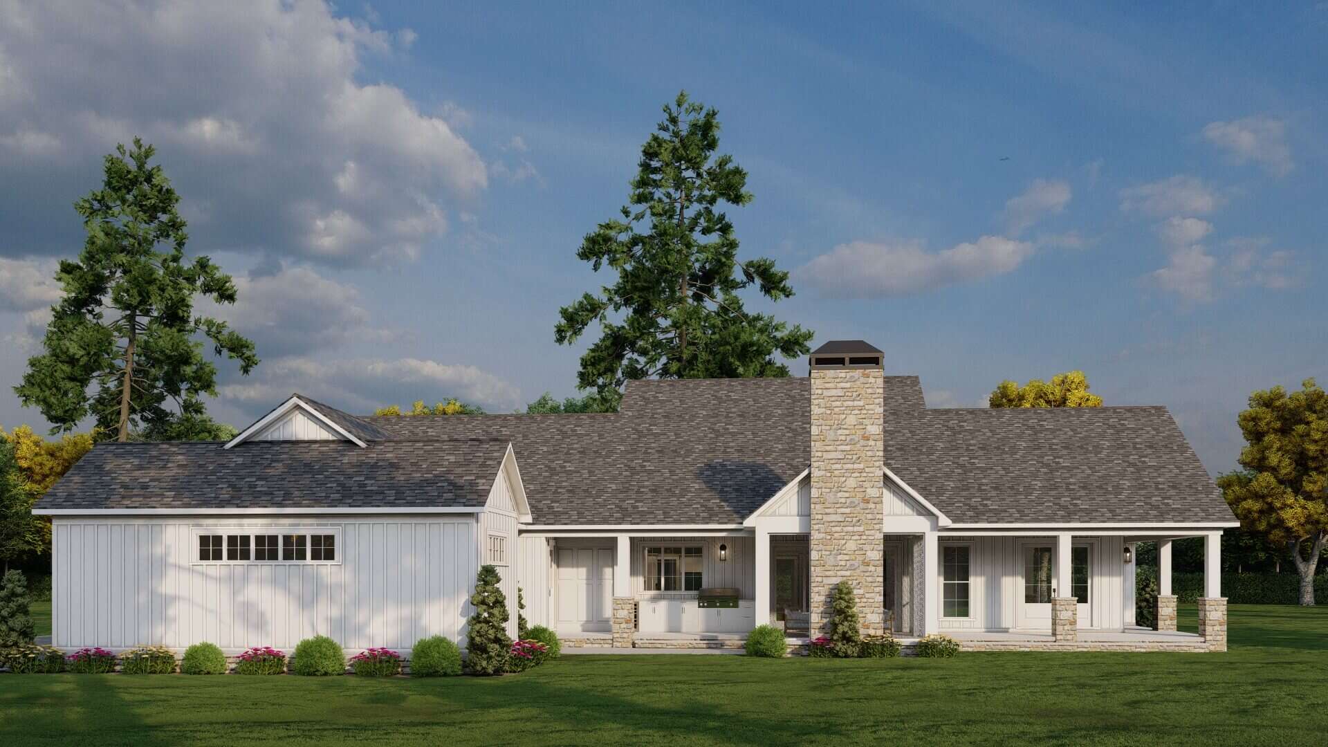 Home Plan Rear Elevation of this 3-Bedroom,2481 Sq Ft Plan -193-1351