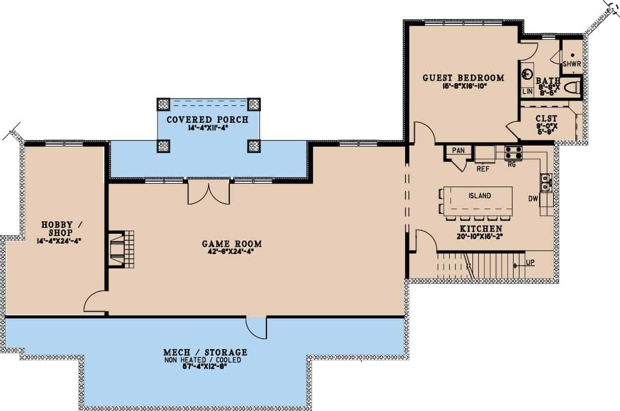 Basement of Modern Farmhouse Plan #193-1359