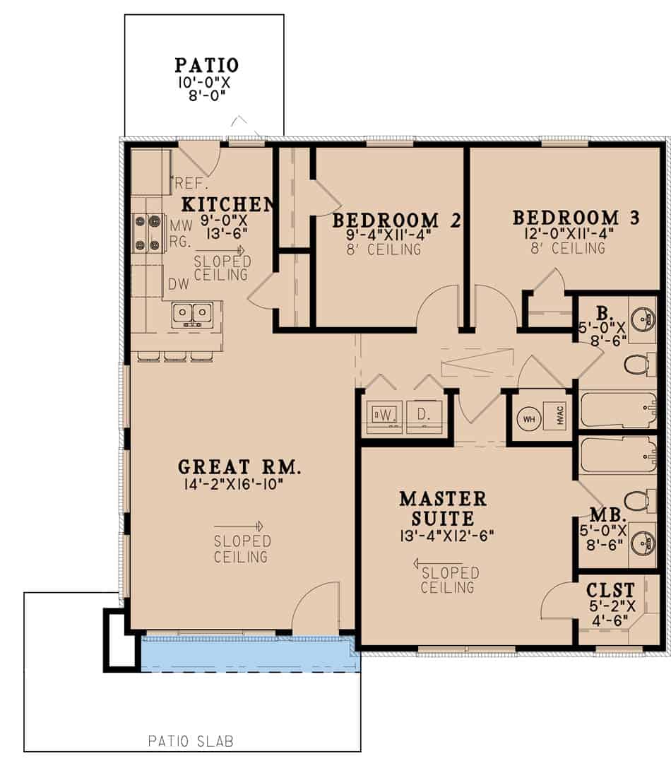 Main Level of Mid-Century Modern Plan #193-1362