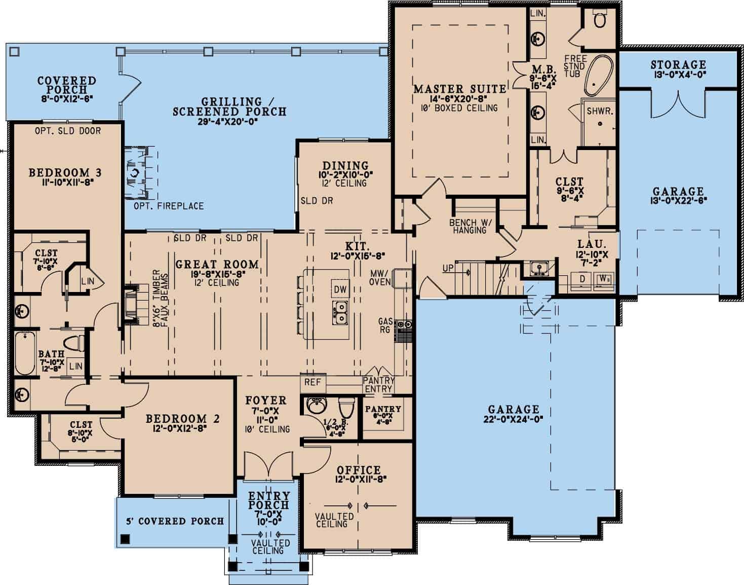 Main Level of Traditional Plan #193-1364
