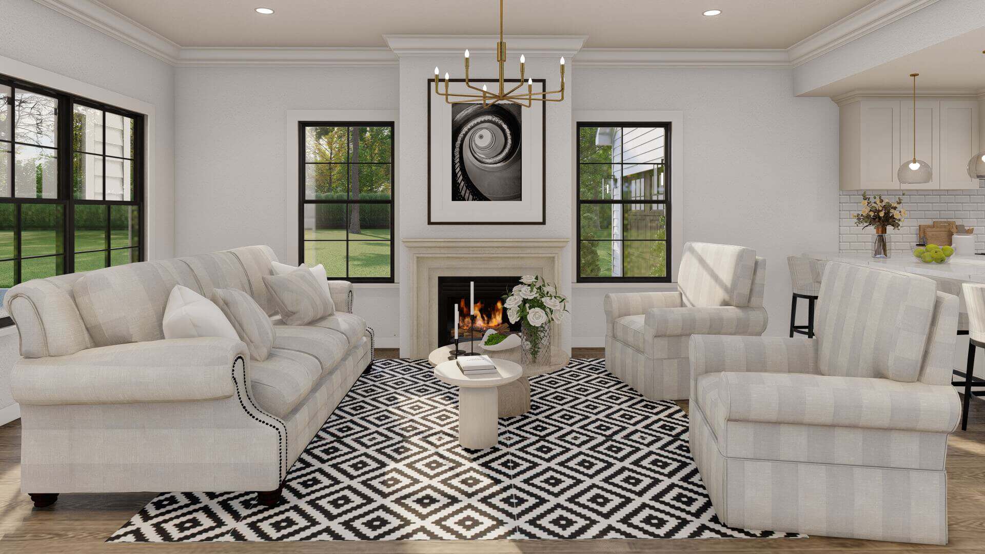 Great Room: Fireplace of this 3-Bedroom,1363 Sq Ft Plan -193-1365