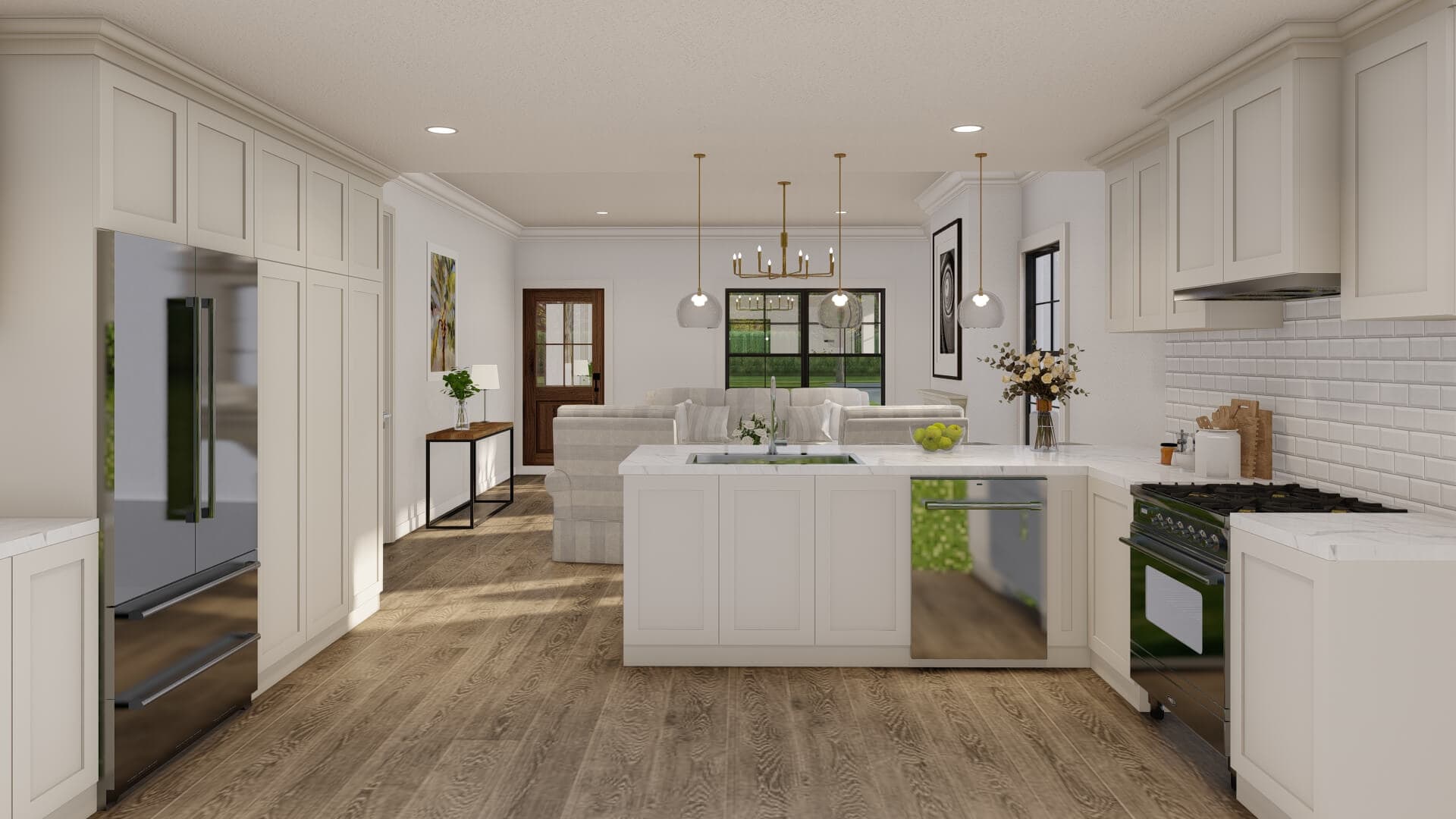 Kitchen: Breakfast Bar of this 3-Bedroom,1363 Sq Ft Plan -193-1365