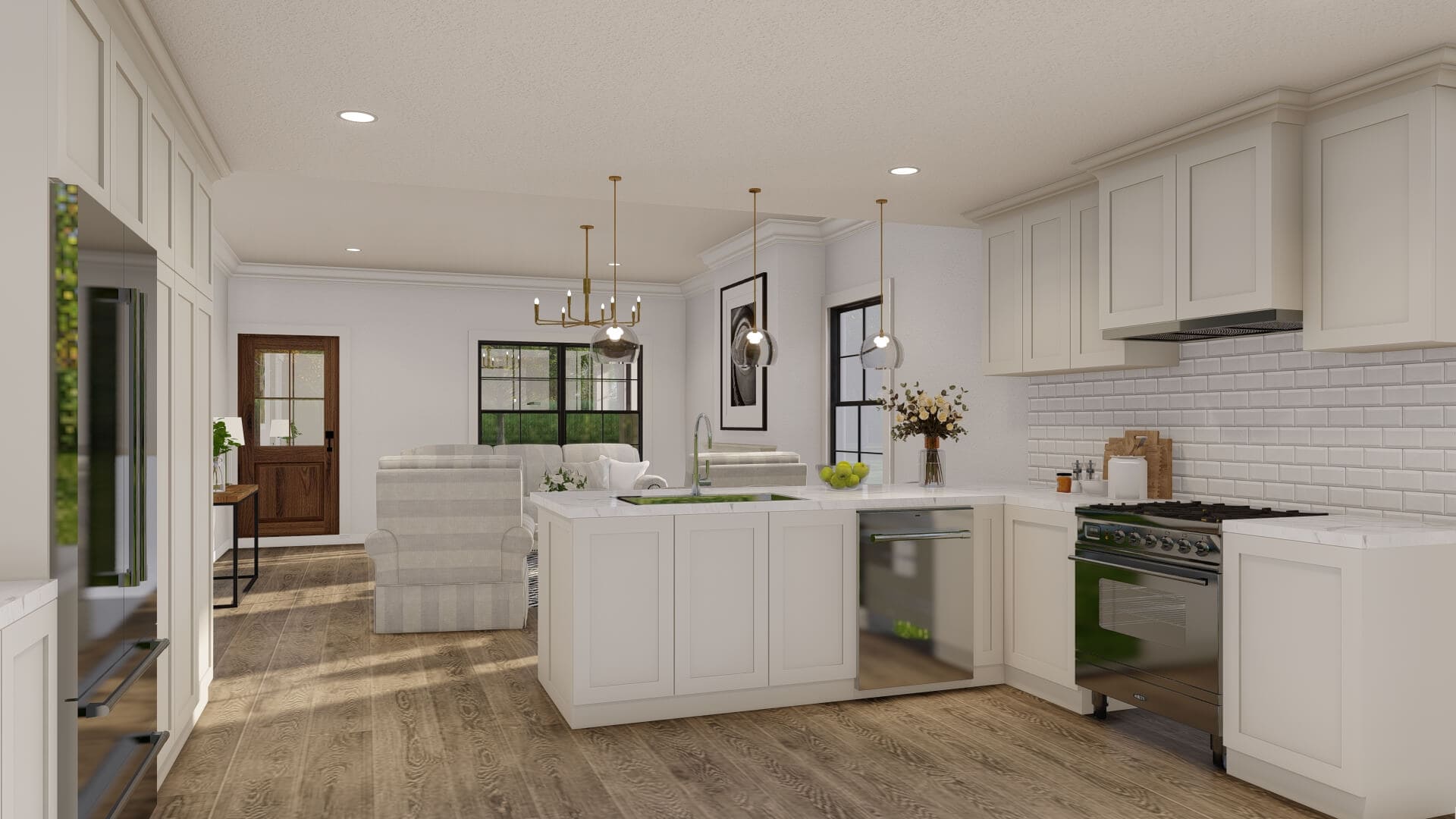 Kitchen: Breakfast Bar of this 3-Bedroom,1363 Sq Ft Plan -193-1365