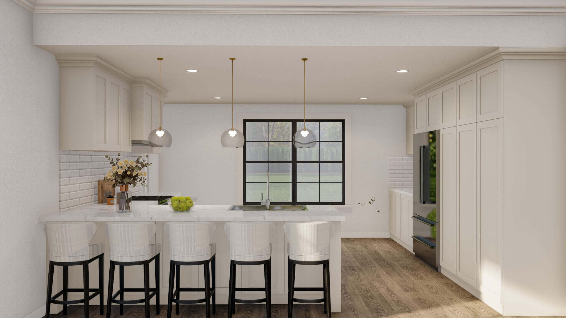 Kitchen: Breakfast Bar of this 3-Bedroom,1363 Sq Ft Plan -193-1365