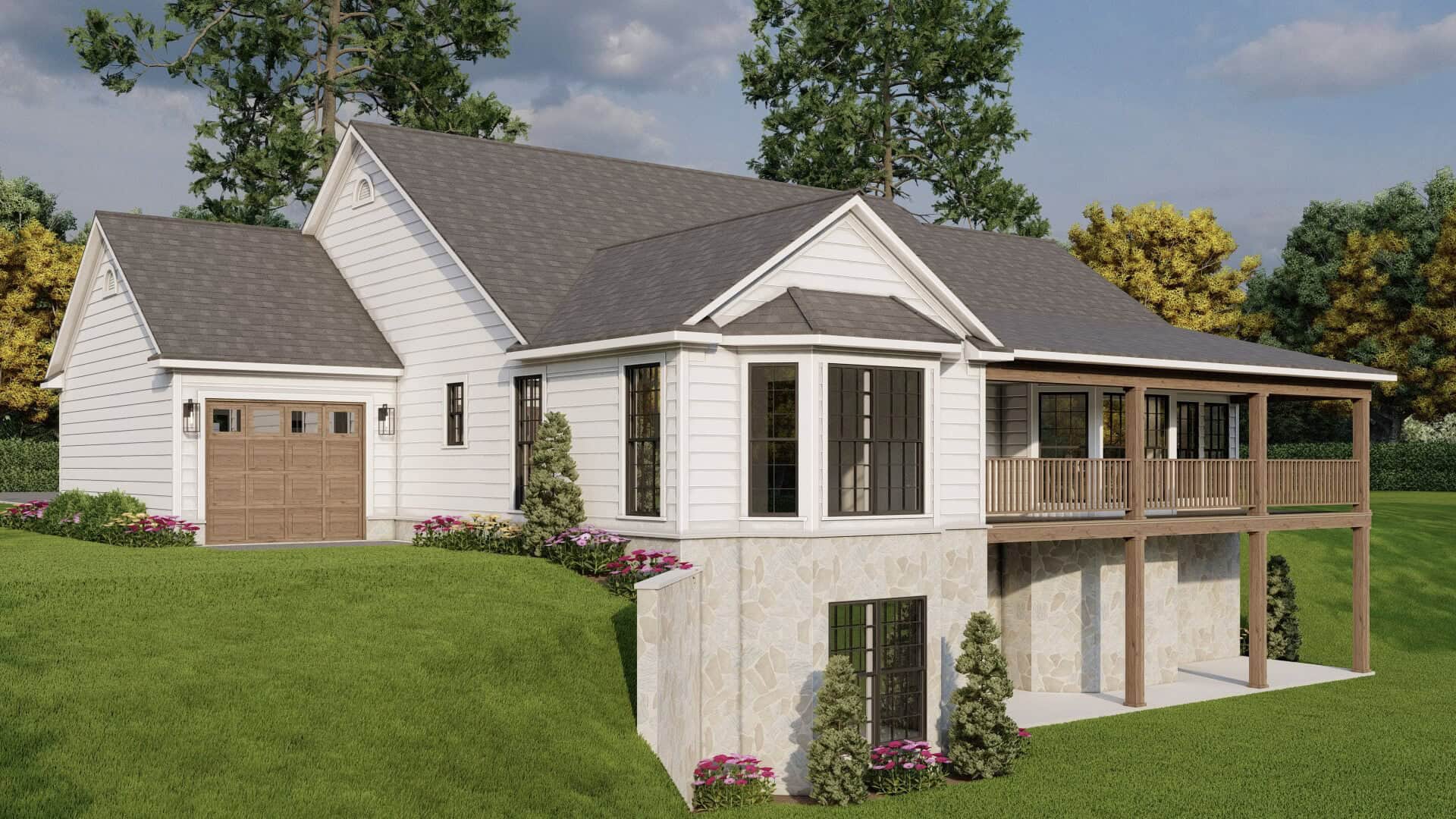 Rear View of this 3-Bedroom,1653 Sq Ft Plan -193-1368