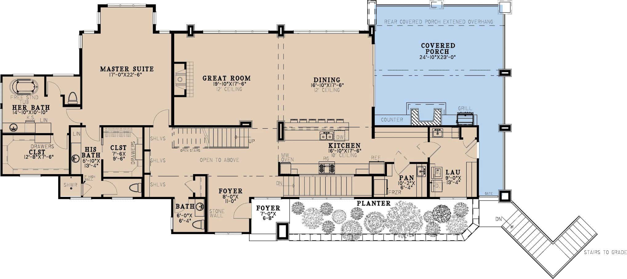 Main Level of Modern Plan #193-1370