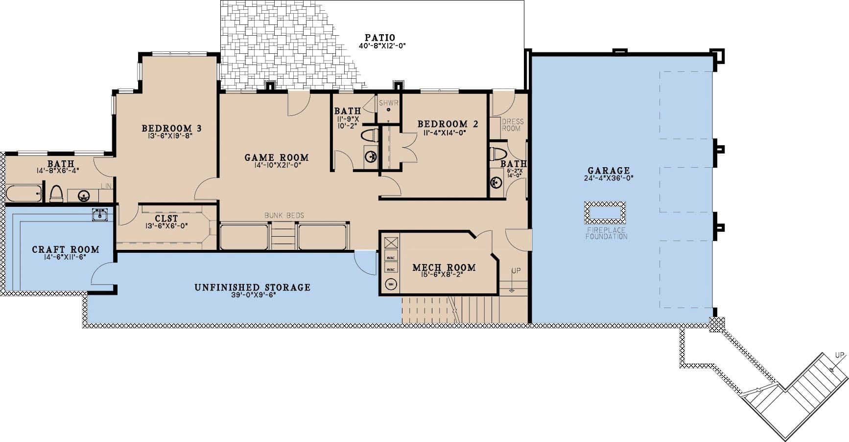 Basement of Modern Plan #193-1370