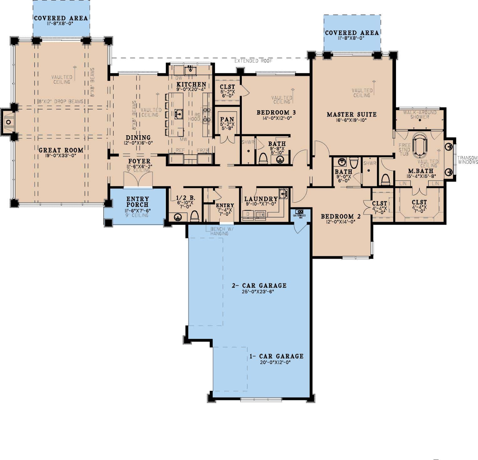 Main Level of Modern Plan #193-1373