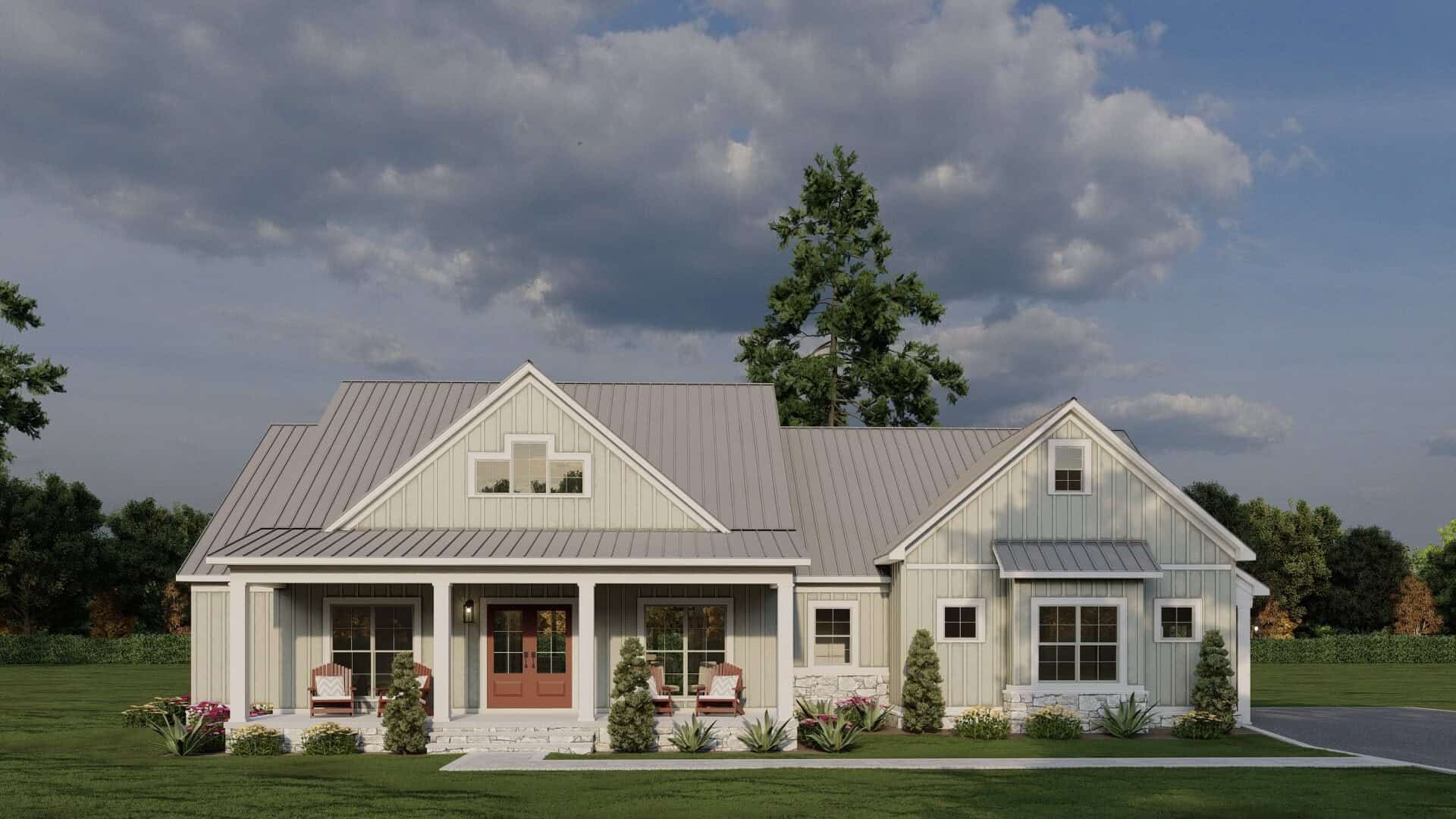 Front elevation of Southern home (ThePlanCollection: House Plan #193-1375)