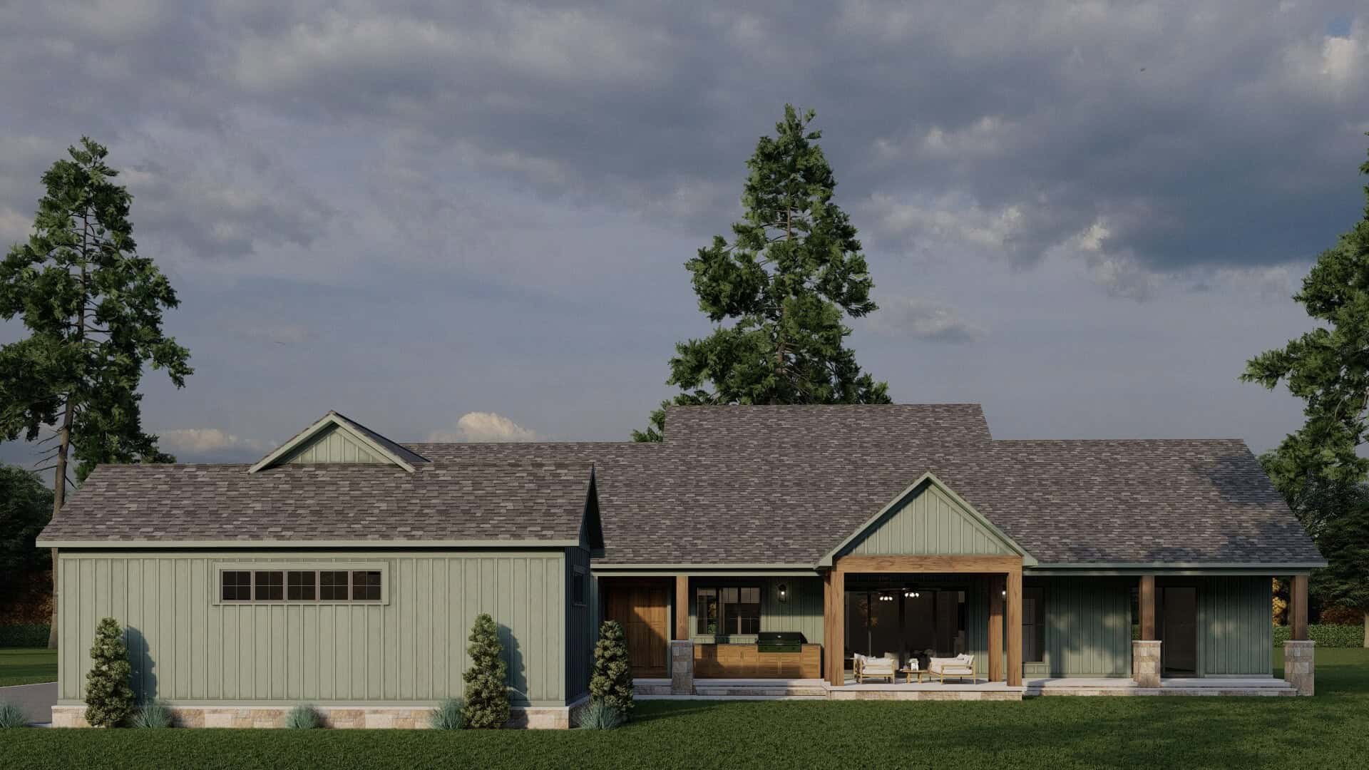 Rear View of this 3-Bedroom,2716 Sq Ft Plan -193-1378